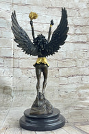 Angel Goddess Holding Victory Torch Hot Cast Bronze Sculpture Statue Art Deco by Moreau