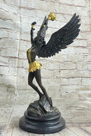 Angel Goddess Holding Victory Torch Hot Cast Bronze Sculpture Statue Art Deco by Moreau