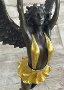 Angel Goddess Holding Victory Torch Hot Cast Bronze Sculpture Statue Art Deco by Moreau