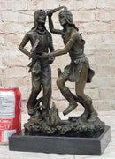 Native American Indian Dancers Rain Dance Bronze Sculpture Statue Original Art on Marble Base