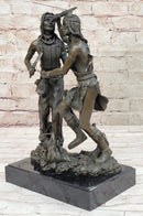 Native American Indian Dancers Rain Dance Bronze Sculpture Statue Original Art on Marble Base