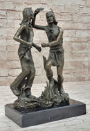 Native American Indian Dancers Rain Dance Bronze Sculpture Statue Original Art on Marble Base