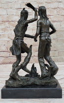 Native American Indian Dancers Rain Dance Bronze Sculpture Statue Original Art on Marble Base