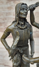 Native American Indian Dancers Rain Dance Bronze Sculpture Statue Original Art on Marble Base