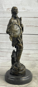 Native American Warrior w/ Tomahawk Bronze Sculpture Statue on Marble Base