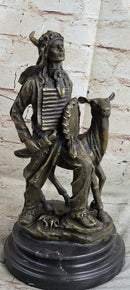 Native American Indian Shaman w/ Deer Bronze Statue Sculpture Figure 12" x 6.5"