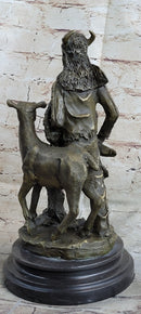 Native American Indian Shaman w/ Deer Bronze Statue Sculpture Figure 12" x 6.5"