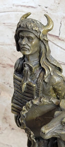 Native American Indian Shaman w/ Deer Bronze Statue Sculpture Figure 12" x 6.5"