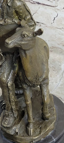 Native American Indian Shaman w/ Deer Bronze Statue Sculpture Figure 12" x 6.5"