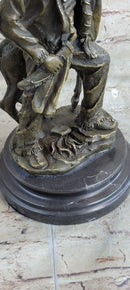 Native American Indian Shaman w/ Deer Bronze Statue Sculpture Figure 12" x 6.5"