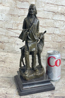 Native American Man w/ Deer Bronze Figure Statue Sculpture Signed Original Art 12" x 5"