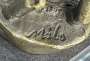 Native American Man w/ Deer Bronze Figure Statue Sculpture Signed Original Art 12" x 5"