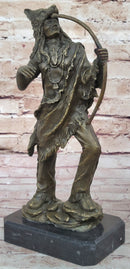 Bronze Mohican Indian Warrior Chief Art Marble Base Sculpture Native American