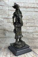 Fierce Native American Indian Woman Original Signed B.Wood LostWax Bronze Statue