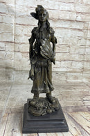 Fierce Native American Indian Woman Original Signed B.Wood LostWax Bronze Statue