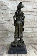 Fierce Native American Indian Woman Original Signed B.Wood LostWax Bronze Statue
