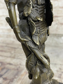 Fierce Native American Indian Woman Original Signed B.Wood LostWax Bronze Statue