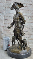 Frederick the Great of Prussia w/ Dogs Bronze Statue Sculpture Figure Kaesbach 16" x 8.5"