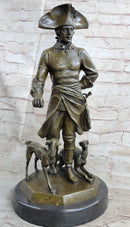 Frederick the Great of Prussia w/ Dogs Bronze Statue Sculpture Figure Kaesbach 16" x 8.5"