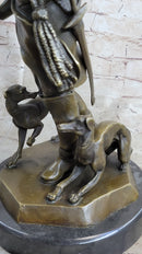 Frederick the Great of Prussia w/ Dogs Bronze Statue Sculpture Figure Kaesbach 16" x 8.5"