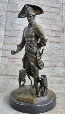 Frederick the Great of Prussia w/ Dogs Bronze Statue Sculpture Figure Kaesbach 16" x 8.5"