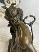 A Secret from on High after Hyppolite Moulin Mercury Hermes Bronze Statue Sculpture 17" x 10"