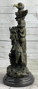 Native American Indian Totem Pole Bronze Sculpture Statue Original Art by Milo