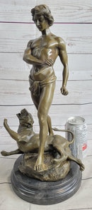 Loys Potet Lion Slayer Bronze Metal Sculpture Statue Handmade Art Deco Figure