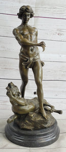 Loys Potet Lion Slayer Bronze Metal Sculpture Statue Handmade Art Deco Figure