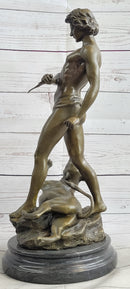 Loys Potet Lion Slayer Bronze Metal Sculpture Statue Handmade Art Deco Figure