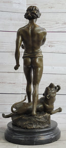Loys Potet Lion Slayer Bronze Metal Sculpture Statue Handmade Art Deco Figure
