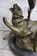 Loys Potet Lion Slayer Bronze Metal Sculpture Statue Handmade Art Deco Figure