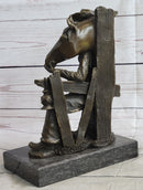 Cowboy & Horse Sitting Having a Drink Bronze Statue Sculpture Country Western