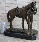 Equestrian Little Girl Child w/ Horse Bronze Statue Sculpture Figurine 11" x 12"