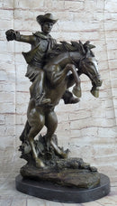 Bronco Buster inspired Country Western Art Bronze Sculpture Featuring Cowboy on Horseback