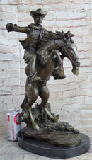 Bronco Buster inspired Country Western Art Bronze Sculpture Featuring Cowboy on Horseback