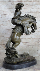 Bronco Buster inspired Country Western Art Bronze Sculpture Featuring Cowboy on Horseback