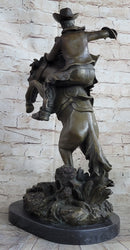 Bronco Buster inspired Country Western Art Bronze Sculpture Featuring Cowboy on Horseback