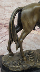Wild West Western Cowboy With Hat Riding Horse Bronze Sculpture Original Figure