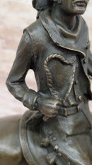 Bronze Western Sculpture Cowboy on Horseback Statue Figure 14" x 11"