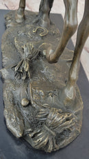 Bronze Western Sculpture Cowboy on Horseback Statue Figure 14" x 11"