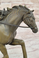 Female Equestrian Jockey Horseback Riding Bronze Statue Sculpture Figure 9" x 9"