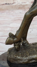 Female Equestrian Jockey Horseback Riding Bronze Statue Sculpture Figure 9" x 9"