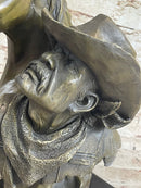Western Art Old West Cowboy With Horse Bronze Bust Sculpture Marble Statue Decor