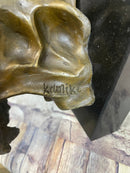 Western Art Old West Cowboy With Horse Bronze Bust Sculpture Marble Statue Decor