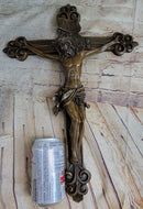 Wall Mount Hanging Bronze Crucifix Sculpture Jesus on Cross Christian Decor 20" x 14"