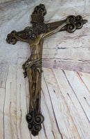 Wall Mount Hanging Bronze Crucifix Sculpture Jesus on Cross Christian Decor 20" x 14"