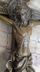 Wall Mount Hanging Bronze Crucifix Sculpture Jesus on Cross Christian Decor 20" x 14"