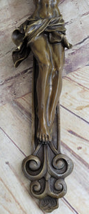 Wall Mount Hanging Bronze Crucifix Sculpture Jesus on Cross Christian Decor 20" x 14"
