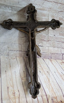 Wall Mount Hanging Bronze Crucifix Sculpture Jesus on Cross Christian Decor 20" x 14"